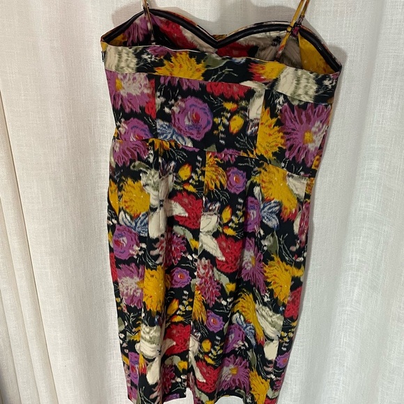 Moulinette Soeurs Black Pink Yellow Floral SUNDRESS Tropical Thin straps Pockets - Picture 2 of 7